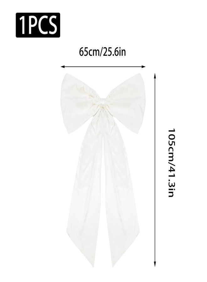 Wuyituart Large White Bow 41x26 Inch Satin Ribbon Tie Giant White Bow Hanging Wall Decor for Birthday Party Wedding Graduation - Image 2